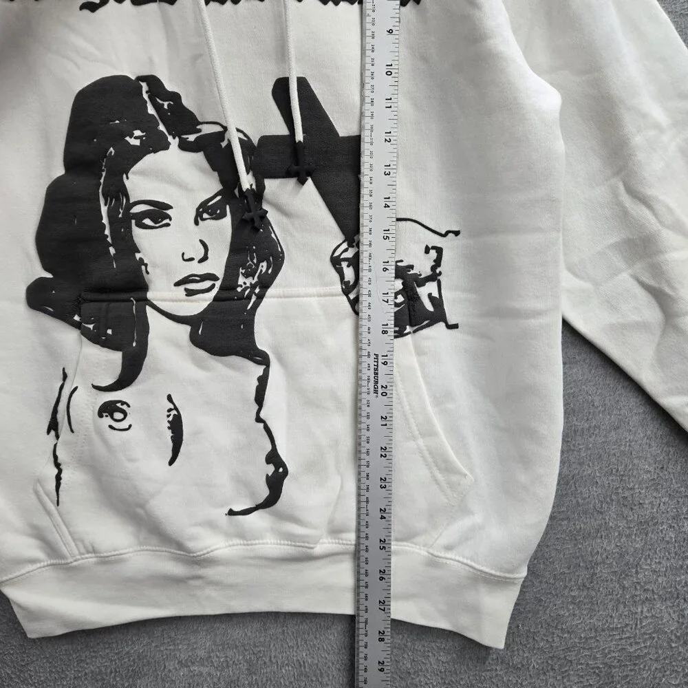 Subliminal Men Hoodie M White Graphic‎ Print Forgive Me Father Woman Portrait